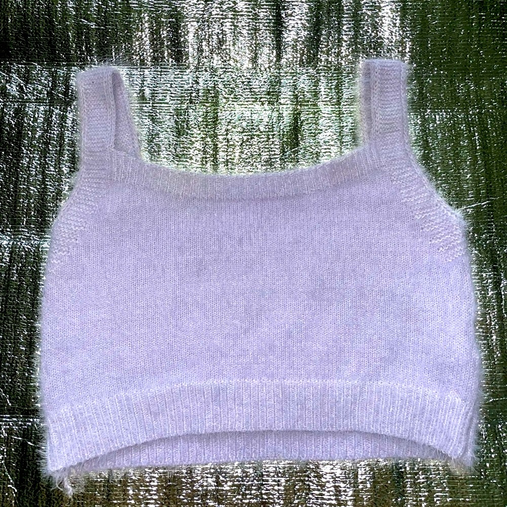 Pastel purple fuzzy crop top